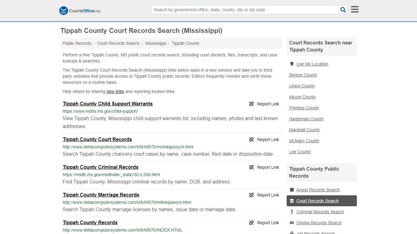Tippah County Court Records Search (Mississippi) - County Office